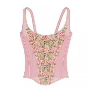 New! Victorias Secret Classic Lily Embroidery Corset top pink 20025